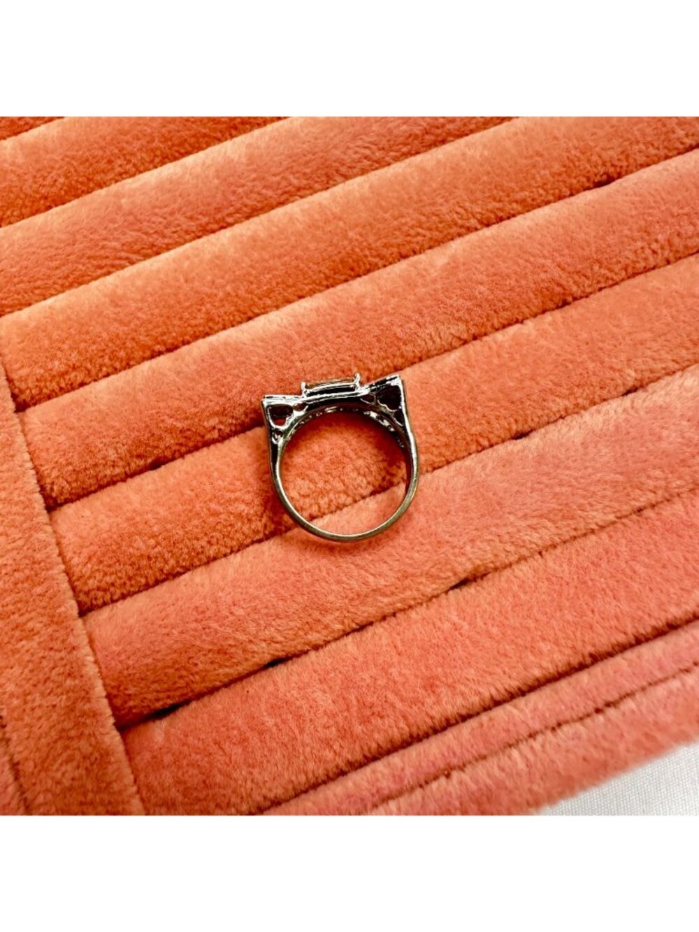 Bow-Style Champagne & Clear Cubic Zirconia Silver-Tone Ring Size 7 - Picture 8 of 16